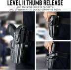 WARRIORLAND Level 2  Kydex Holster Compatible with Glock G17/G19/G34 Gen3-5  G17/G19 Gen4-5 MOS  G19X  G22/23/31/32 Gen3-4 G19X  G34 Gen5 MOS  G44  G45  G45 MOS, Adjustable Loop Fits Belt Width 1.5" - 2.0", Right Hand Thumb Release Holster - WARRIORLAND