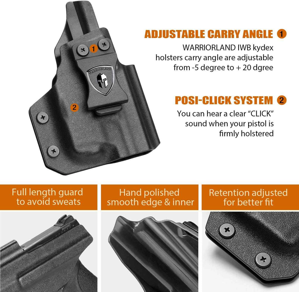 S&W M&P Shield / Shield Plus IWB Kydex Holster Light-Bearing - Fits TLR-6, Optic Cut, Adjustable Cant & Retention, Appendix Concealed Carry, Right Hand - WARRIORLAND