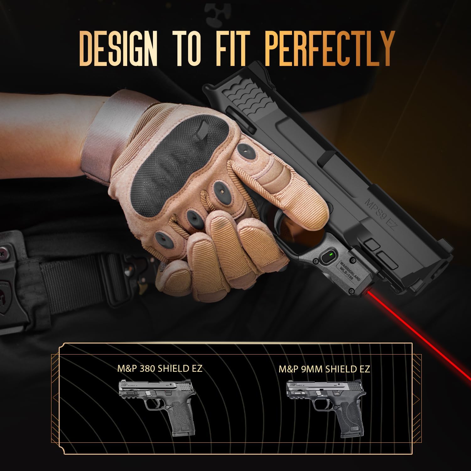 WARRIORLAND Red Laser Sight Fit Smith & Wesson M&P 9mm Shield EZ & M&P 380 Shield EZ, First Red Beam Sight with Power Indicator, S&W M&P Shield 9mm EZ Laser with Ambidextrous On/Off Switch, WLS-159 - WARRIORLAND