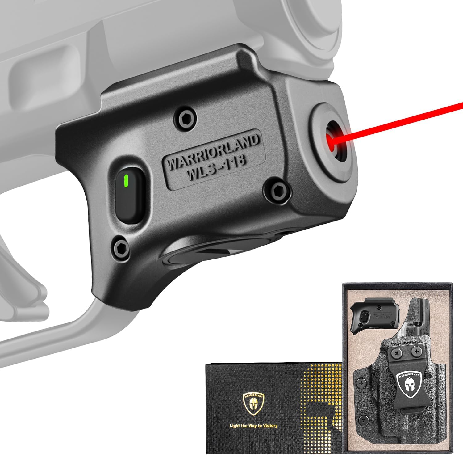 WARRIORLAND Red Laser Sight Fit Springfield Hellcat (Not Fit Pro) with Kydex Holster, First Red Beam Sight with Power Indicator, Hellcat Laser with IWB Holster Right Hand, WLS-118 w/Hellcat Holster - WARRIORLAND