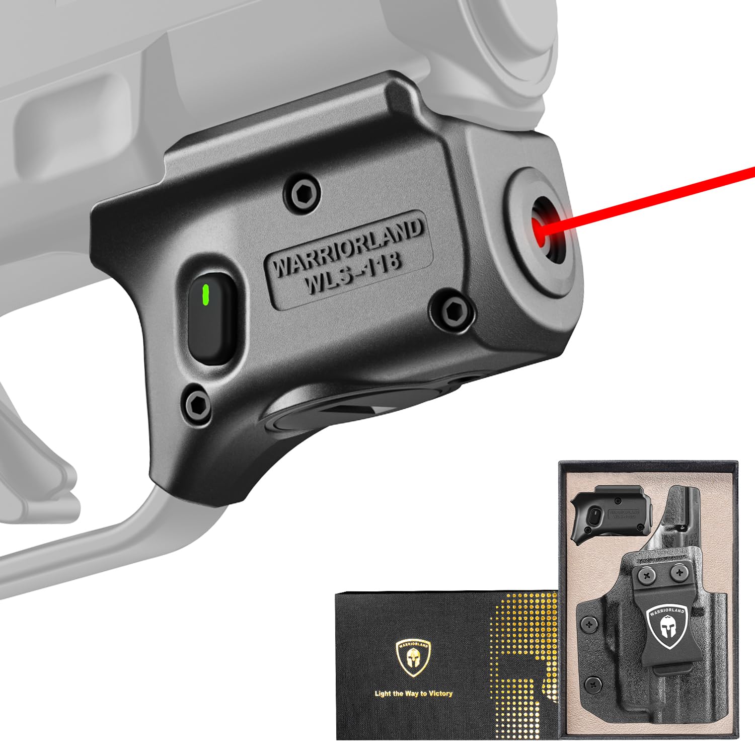 WARRIORLAND Red Laser Sight Fit Springfield Hellcat (Not Fit Pro) with Kydex Holster, First Red Beam Sight with Power Indicator, Hellcat Laser with IWB Holster Right Hand, WLS-118 w/Hellcat Holster - WARRIORLAND