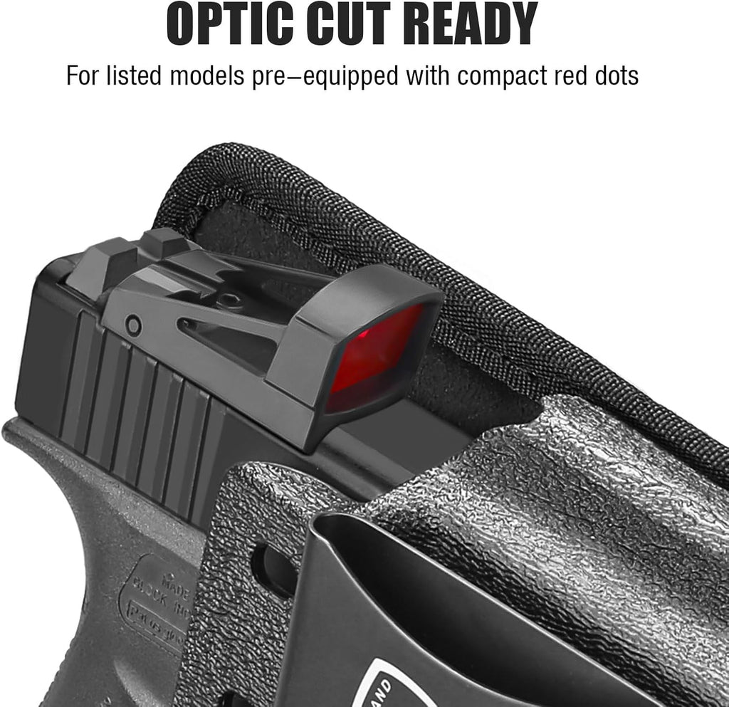WARRIORLAND IWB Hybrid Holster for Glock 43X / 43X MOS / 43 / 48 MOS / G48 – Optic Cut, Right Hand, Adj. Height/Cant/Retention - WARRIORLAND