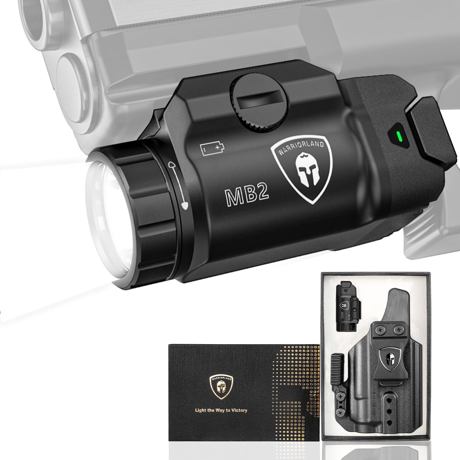 WARRIORLAND 500 Lumen White LED Tactical Light with Taurus G2C/G3C/PT111 G2/PT140 Polymer Claw Holster Combo-Compact Rail Mounted Weapon Light,with Battery Included (MB2/G2C) - WARRIORLAND
