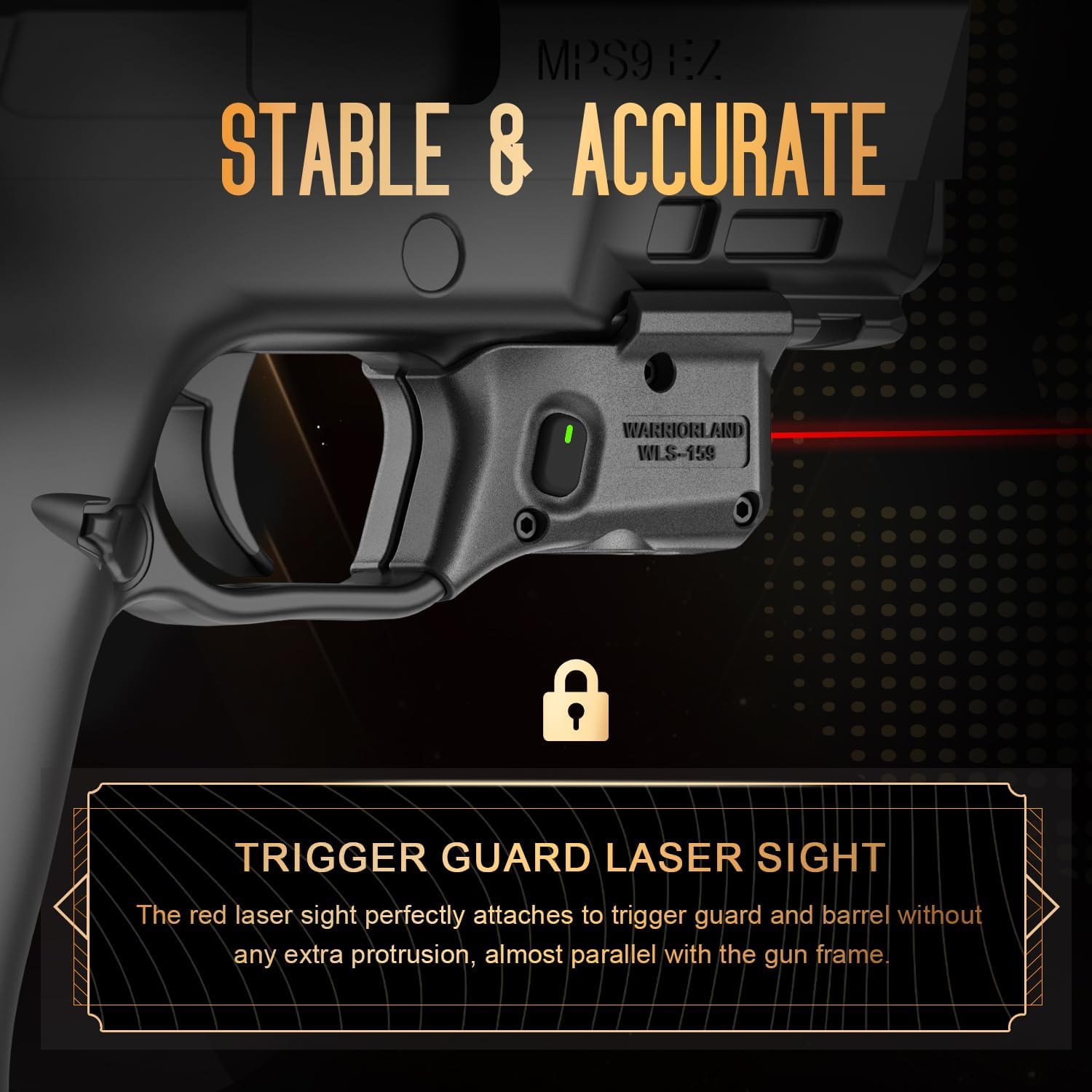 WARRIORLAND Red Laser Sight Fit Smith & Wesson M&P 9mm Shield EZ & M&P 380 Shield EZ, First Red Beam Sight with Power Indicator, S&W M&P Shield 9mm EZ Laser with Ambidextrous On/Off Switch, WLS-159 - WARRIORLAND
