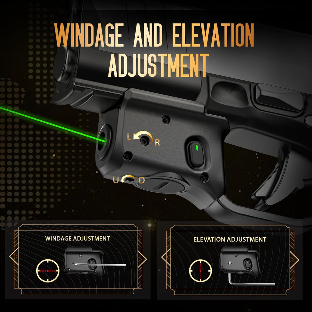 WARRIORLAND Green Trigger Laser Fit for Hellcat Pro - Compact & Lightweight Trigger Mounted Tactical Weapon Light with Battery Indicator and Ambidextrous Switch, WLS-110G - WARRIORLAND