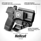 WARRIORLAND Hellcat Pro Kydex Holster with 1.75" Metal Clip for IWB Concealed Carry, Optics Cut, Adjustable Retention - WARRIORLAND