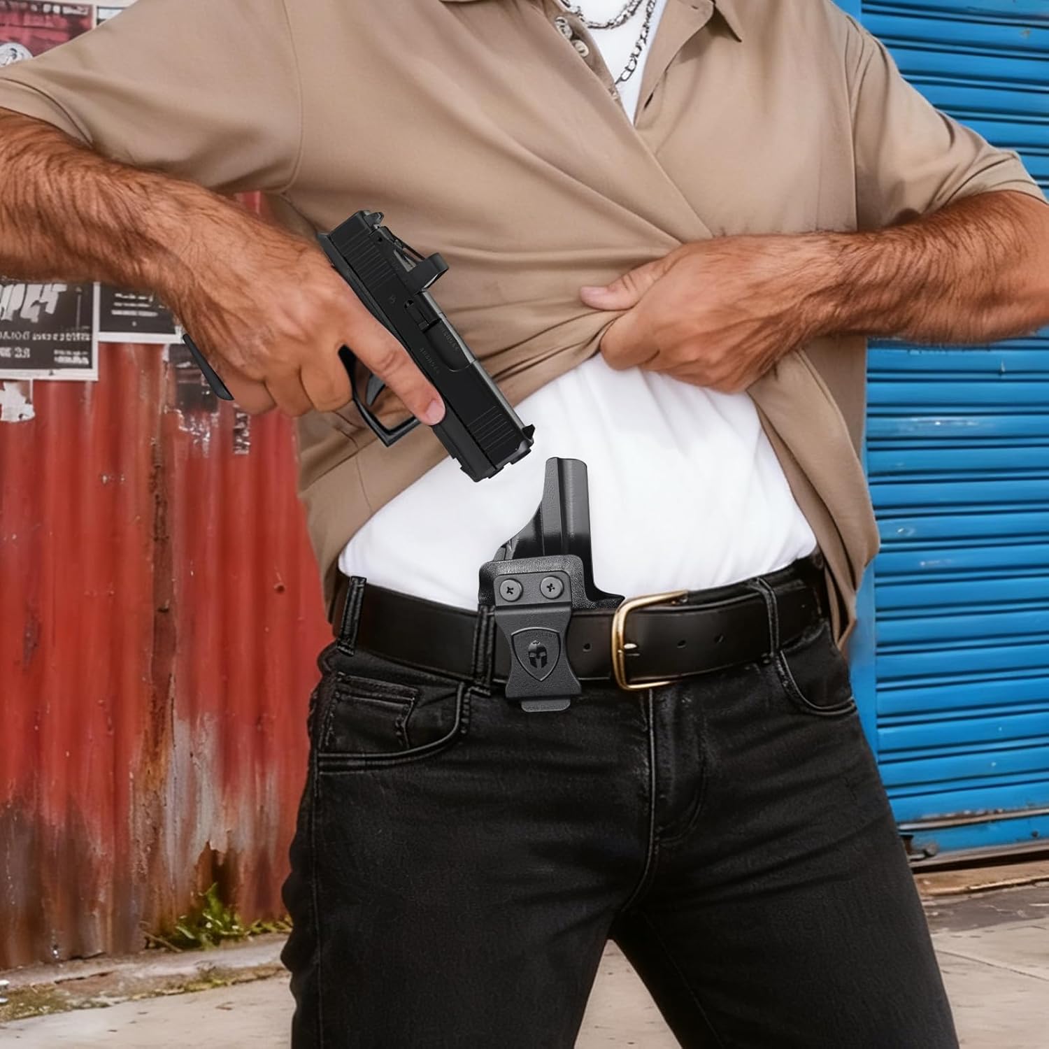 WARRIORLAND Optics Cut Kydex Appendix IWB Holster for Glock 43X MOS/43X/G43, Adjustable Cant & Retention, Right Hand Concealed Carry - WARRIORLAND