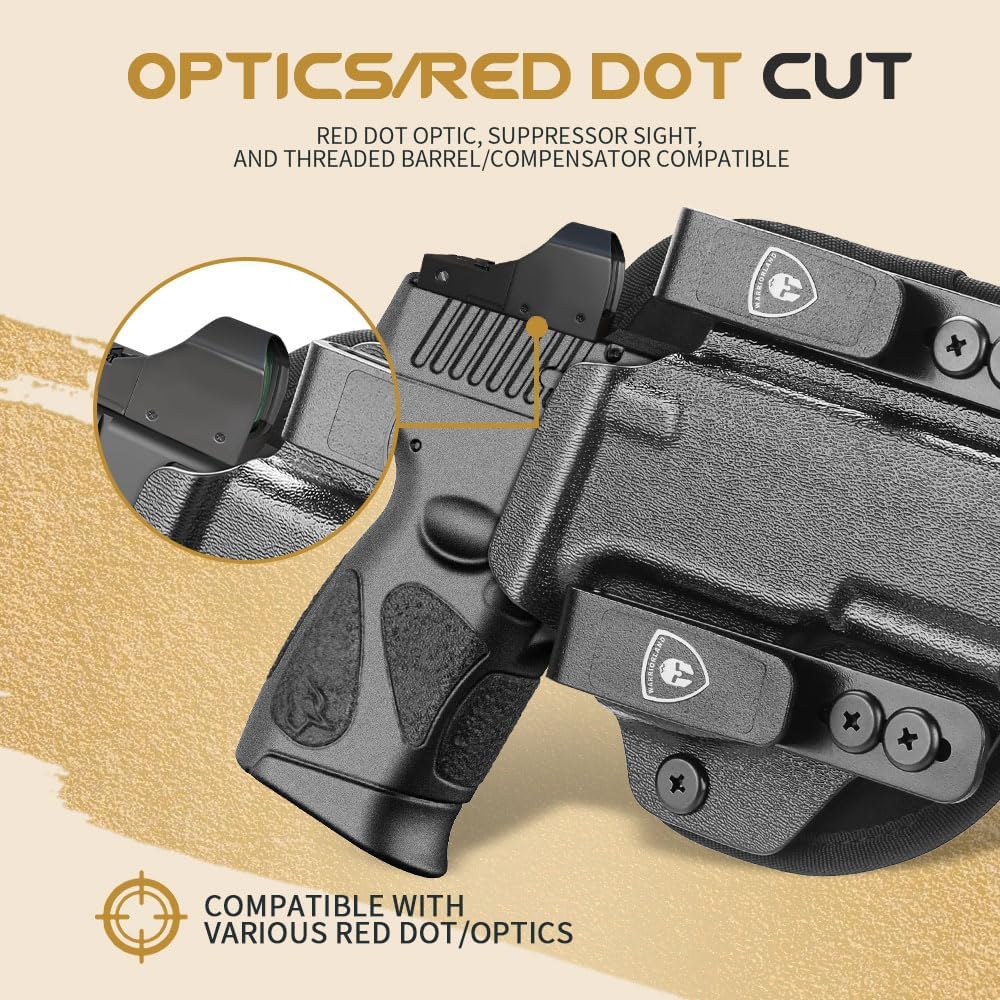 WARRIORLAND IWB Hybrid Kydex&Nylon Gun Holster for Taurus G2C Taurus G2S Taurus G3C Taurus G3C TORO Taurus G3 Taurus PT111 Millennium G2 Taurus PT140 Millennium G2,Optics Cut Pistol Holster,Concealed Carry Holster,Right Hand - WARRIORLAND