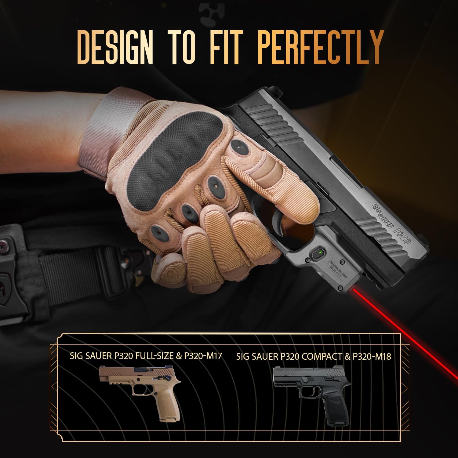 WARRIORLAND Red Laser Light and Holster Combo, Fit for P320 Compact & M18 & Full-Size & M17 - Compac Trigger Laser with Battery Indicator, Right-Hand IWB Concealed Carry Kydex Holster, WLS-112-HW1 - WARRIORLAND