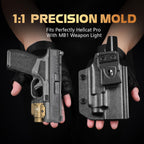 WARRIORLAND 500-Lumen FDE MB1 Pistol Light and IWB Kydex Holster, Fit for Springfield Hellcat Pro, Rail Mounted Tactical Weapon Light with Red Laser & White LED, Power Indicator - WARRIORLAND