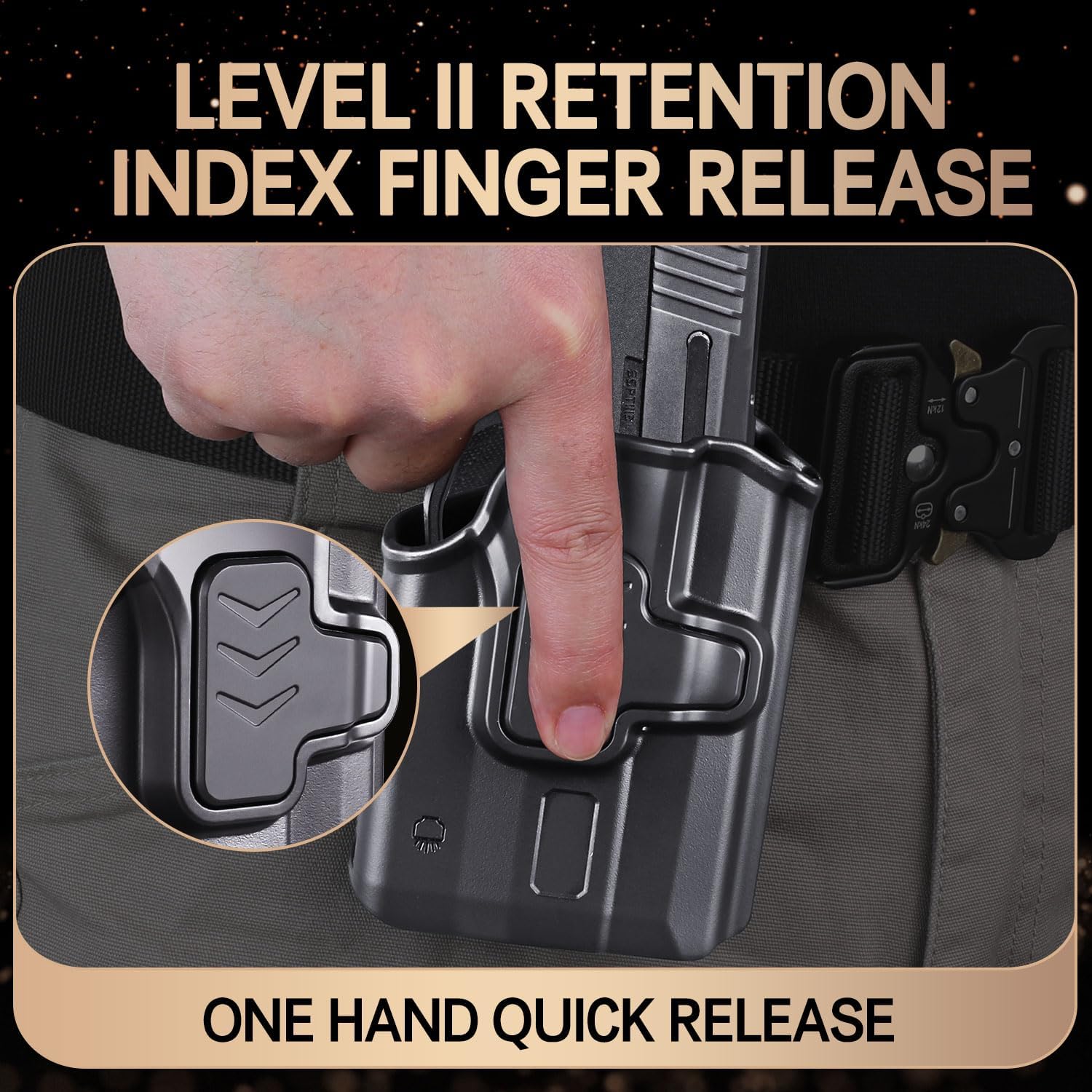 WARRIORLAND P365 TLR-6 OWB Holster Index Finger Release Fit Sig Sauer P365 Nitron Micro-Compact/P365 SAS with Streamlight TLR-6/TLR-6HL/TLR-6HL, 360 Degree Adj. Belt Clip Fit 1.5-2.25 Inch Belt, Right Hand - WARRIORLAND