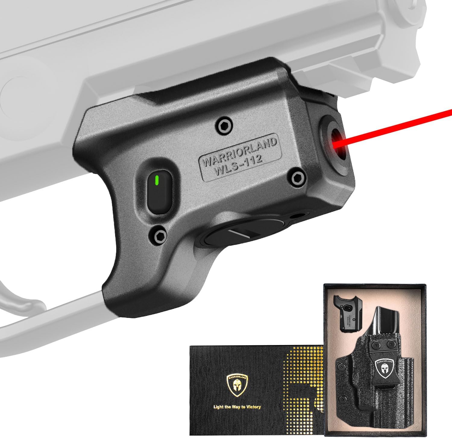 WARRIORLAND Red Laser Light and Holster Combo, Fit for P320 Compact & M18 & Full-Size & M17 - Compac Trigger Laser with Battery Indicator, Right-Hand IWB Concealed Carry Kydex Holster, WLS-112-HW1 - WARRIORLAND