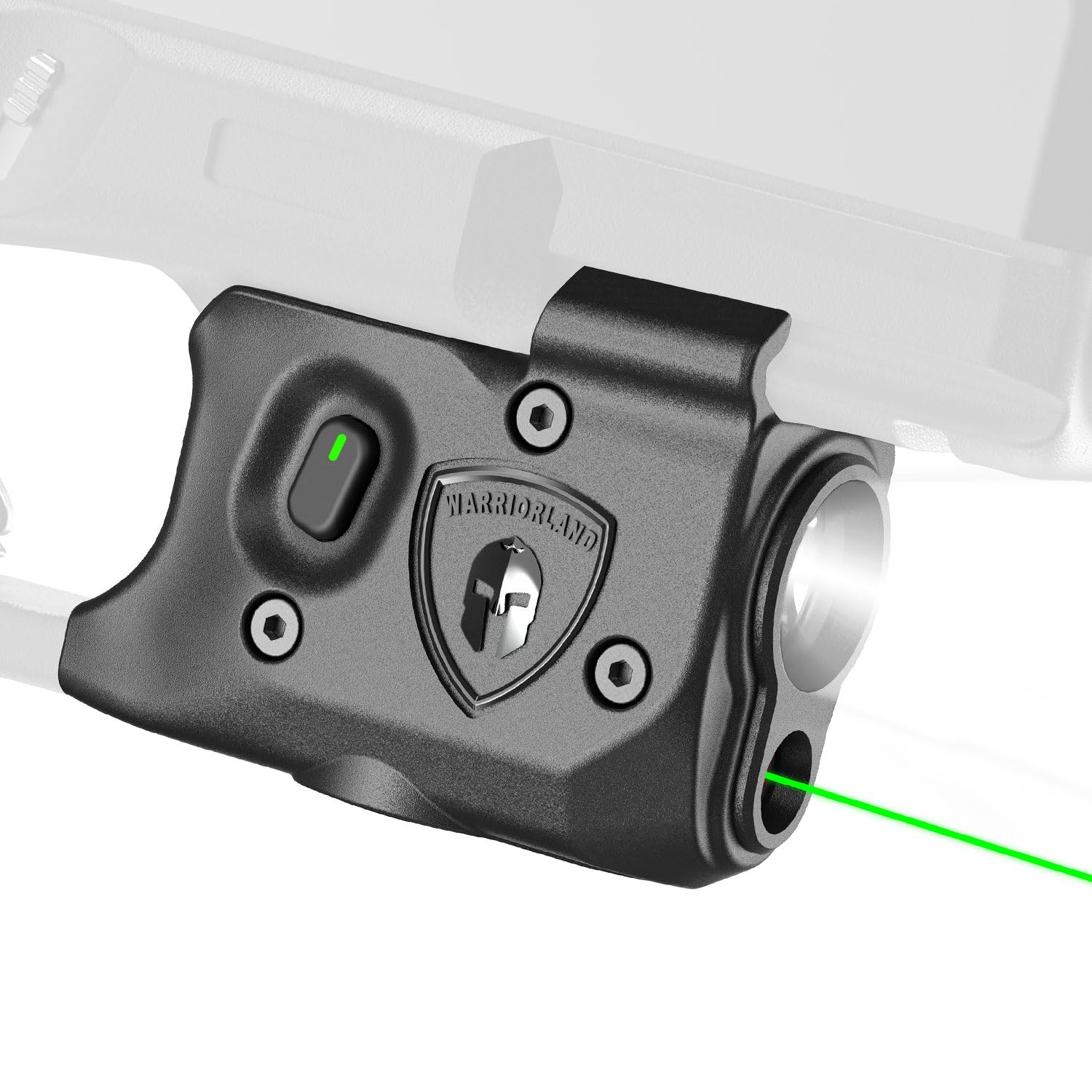 WARRIORLAND Pistol Light Laser Combo Fits Glock 17/19 Gen 3-5, Glock 22/23/31/32 Gen 3-4 & Glock 19X/44/45, Compact 150-Lumen Tactical Weapon Light with Green Laser & White LED Flashlight, SLL-104G - WARRIORLAND