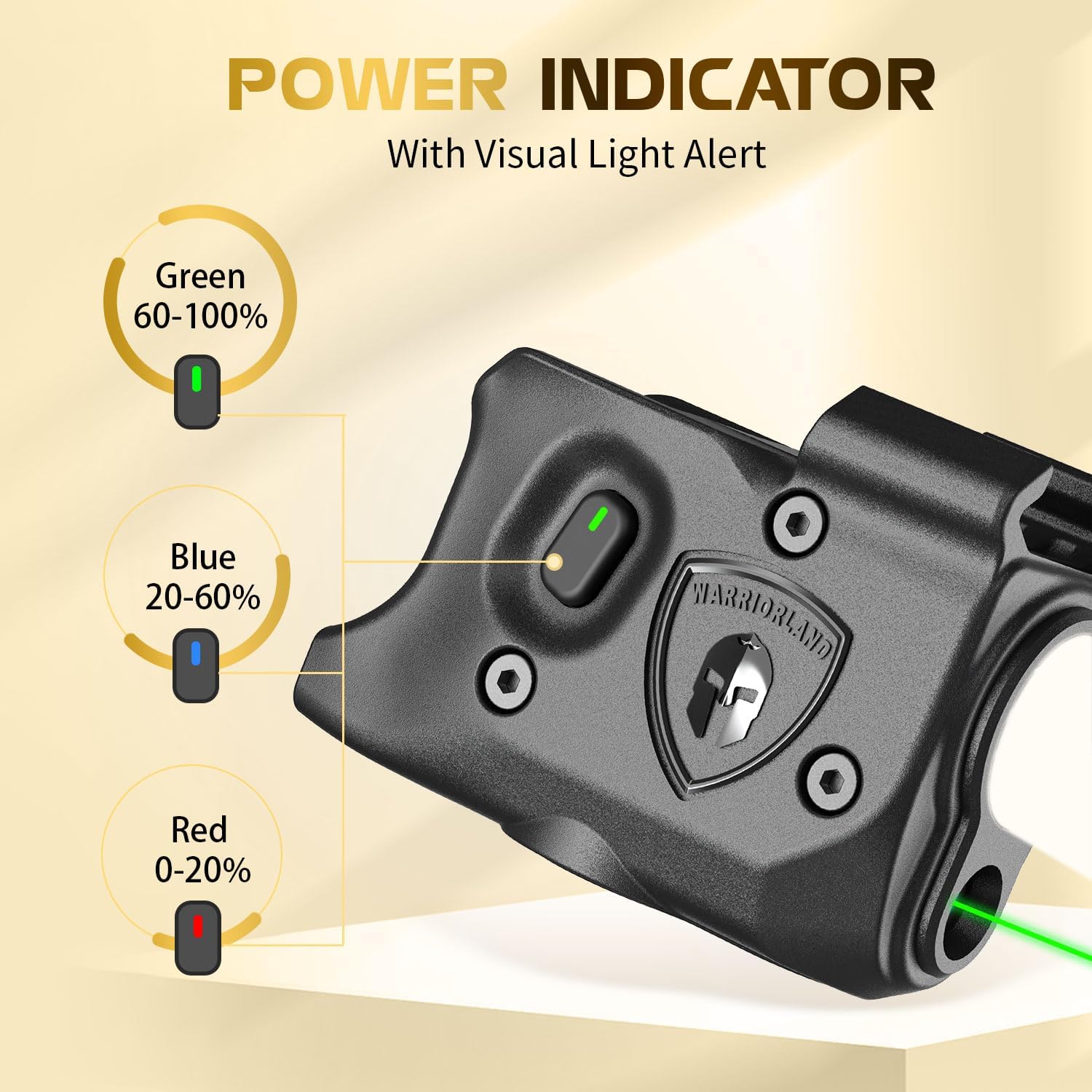WARRIORLAND Pistol Light Laser & Holster Fit for Glock 17/19 Gen 3-5, Glock 22/23/31/32 Gen 3-4 & Glock 19X/44/45, Compact 150-Lumen Trigger Tactical Light with Green Laser White LED & IWB Holster - WARRIORLAND