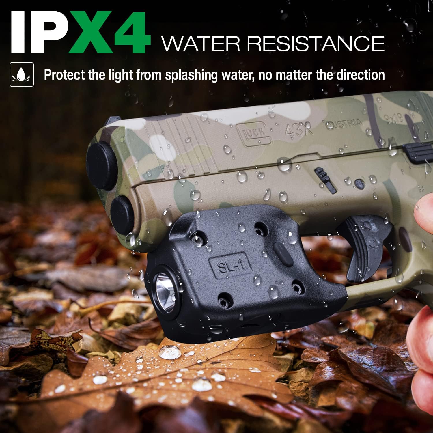 WARRIORLAND Mini Gun Light Compatible with Glock 42 / G43 / G43X (Not Fit G43X MOS) / G48(Not Fit G48 MOS), 150 Lumens G42/43/43X/48 Handgun Light, LED Tactical Light G42/43/48 SL-1 - WARRIORLAND