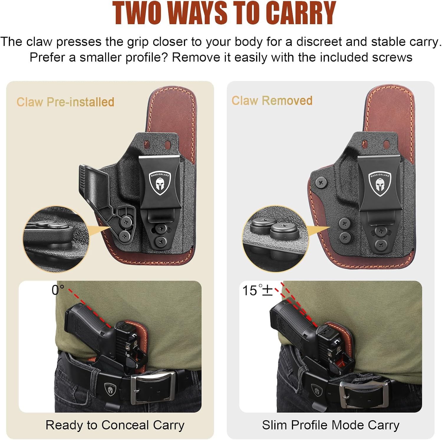 Sig P365 / P365X / P365 XL IWB Hybrid Holster - WARRIORLAND Optic-Ready Concealed Carry, Adj. Height/Cant/Retention, Ultimate Comfort, Right Hand - WARRIORLAND