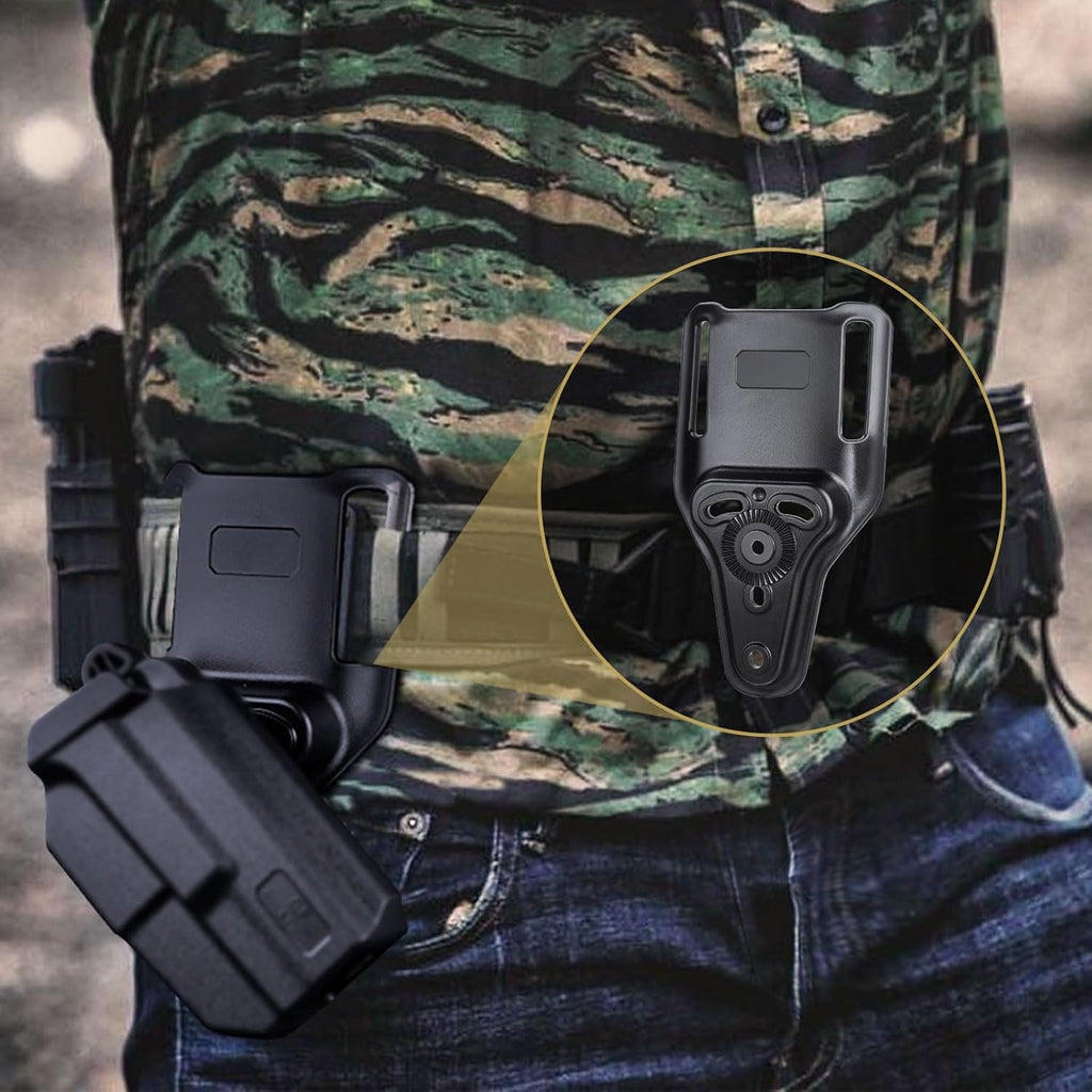 WARRIORLAND Universal Mid-Ride Belt Loop Adapter (CUBL) – 1.75” security Belt Fit, Adjustable 3-Hole Holster & 360° Gearwheel Compatibility - WARRIORLAND