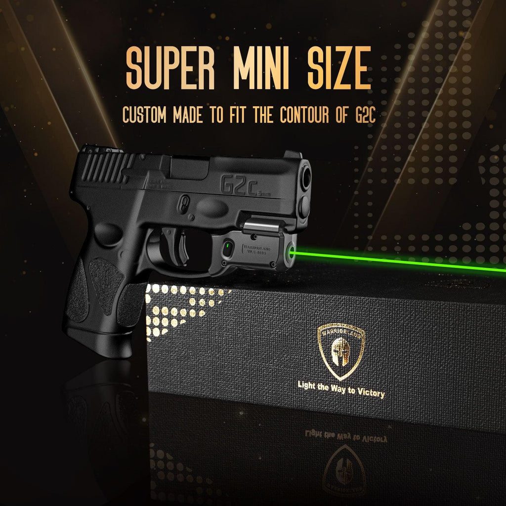 WARRIORLAND Green Laser Sight With Left Hand Holster Combo Tailored Fit Taurus G2C / Taurus G3C / Millennium G2 PT111 & PT140, Ultra Compact G2C Beam Sight, Gun Sight with Ambidextrous On/Off Switch & Power Indicator,	 WLS-101G-H-G2C-L - WARRIORLAND