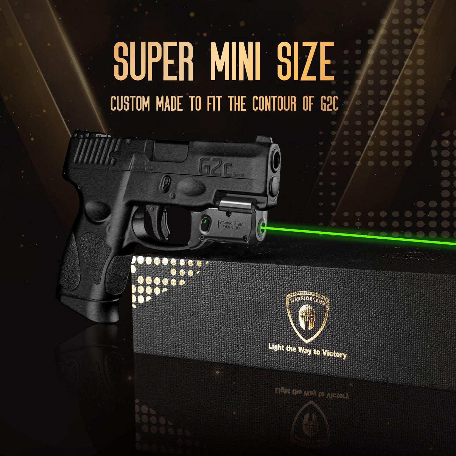 WARRIORLAND Green Laser Sight With Left Hand Holster Combo Tailored Fit Taurus G2C / Taurus G3C / Millennium G2 PT111 & PT140, Ultra Compact G2C Beam Sight, Gun Sight with Ambidextrous On/Off Switch & Power Indicator,	 WLS-101G-H-G2C-L - WARRIORLAND