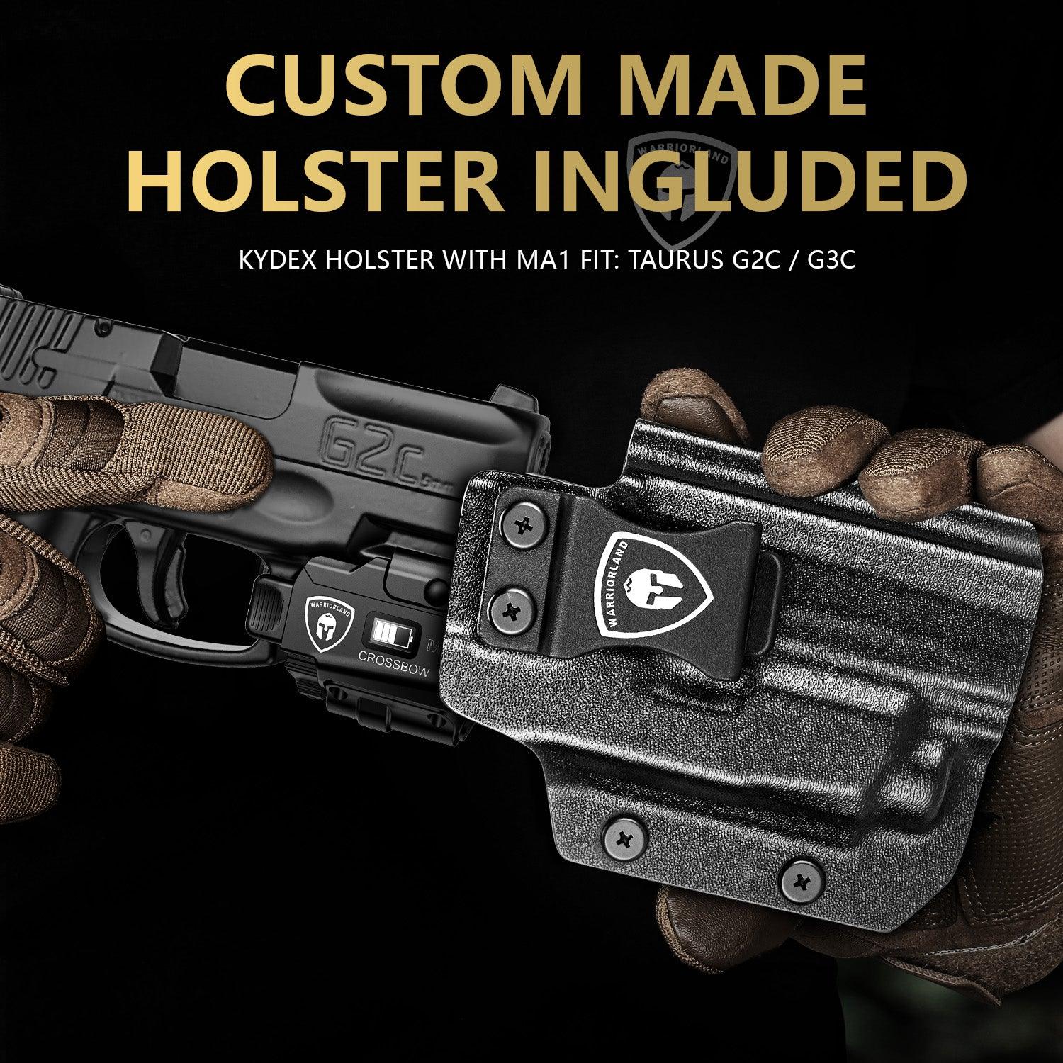 Universal Light Laser Combo with Taurus G2C/G3C Holster, Green Beam & LED Tactical Light, Magnetic USB Rechargeable Flashlight-Screen Displays Battery Status, Crossbow MA1 w/ G2C Holster - WARRIORLAND