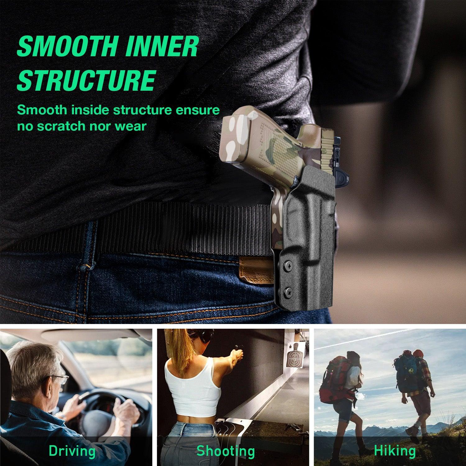 G23 Holster OWB Kydex Holster Optics Cut Fit G23 Gen 1-5 Pistol, Outside Waistband Open Carry G23 Gen 5 Holster with 1.75 Inch Paddle, Adj. Retention, Right Hand/Left Hand|WARRIORLAND - WARRIORLAND