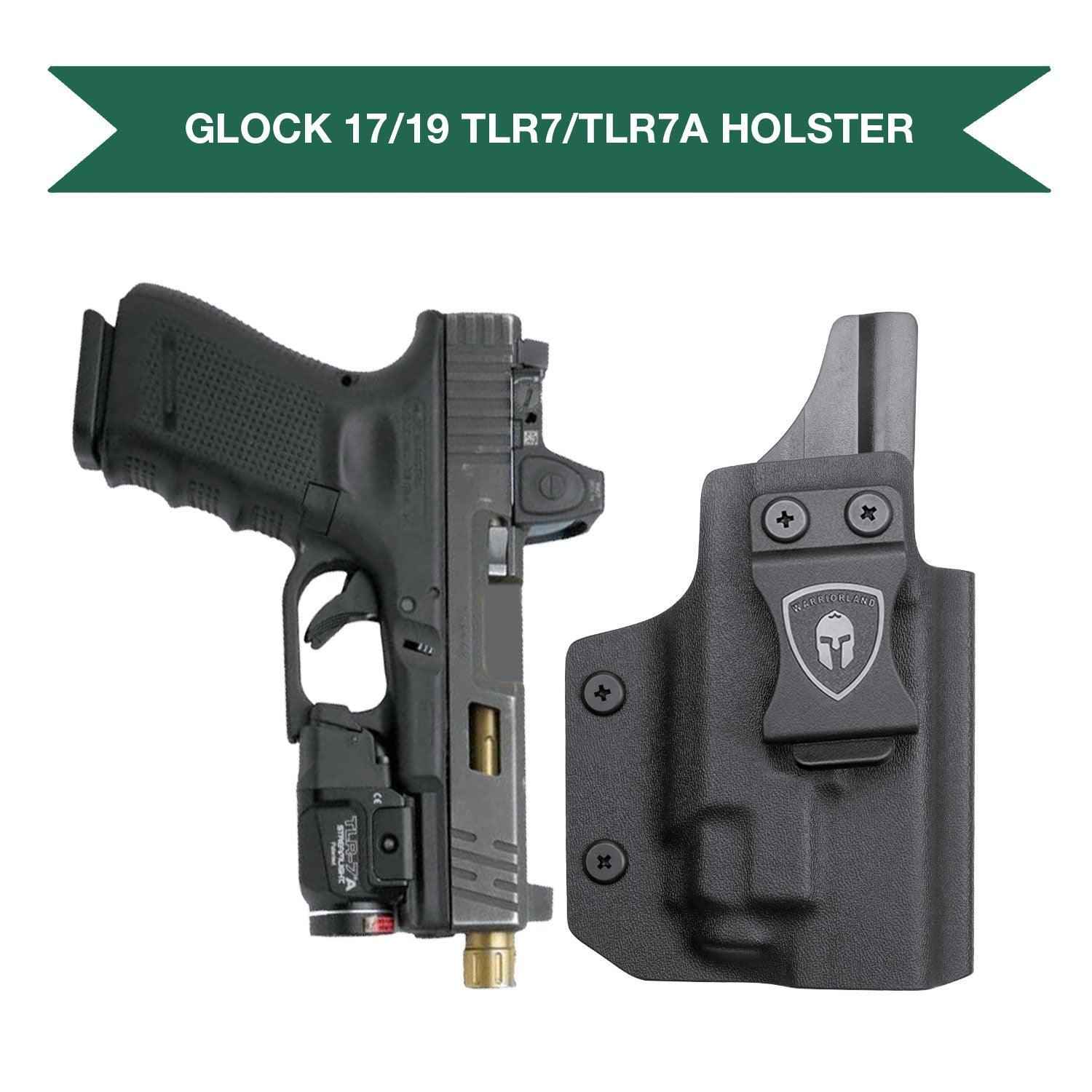 WARRIORLAND IWB Kydex Holster Optic Cut, Fits Glock 17/19 Gen 3-5 & 23/32 Gen 3-4 & 19X 44 45 with TLR-7/TLR-7A/TLR-7X, Inside Waistband Conceal Carry, Adj. Cant & Posi-Click Retention