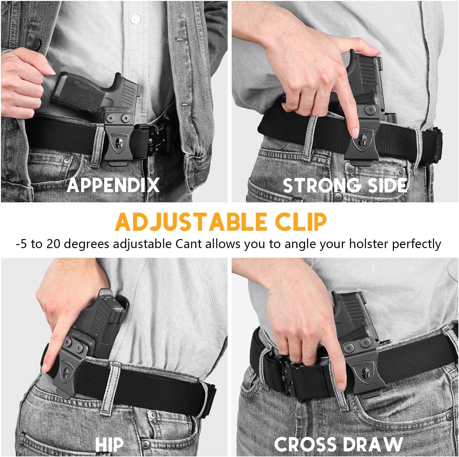 WARRIORLAND IWB Kydex Holster Compatible with Sig Sauer P365 P365 XL P365 SAS P365X P365.380 ACP P365 ROSE.380 ACP, Inside Waistband Appendix Conceal Carry, with Claw & Adj. Retention & Cant, Right Hand - WARRIORLAND