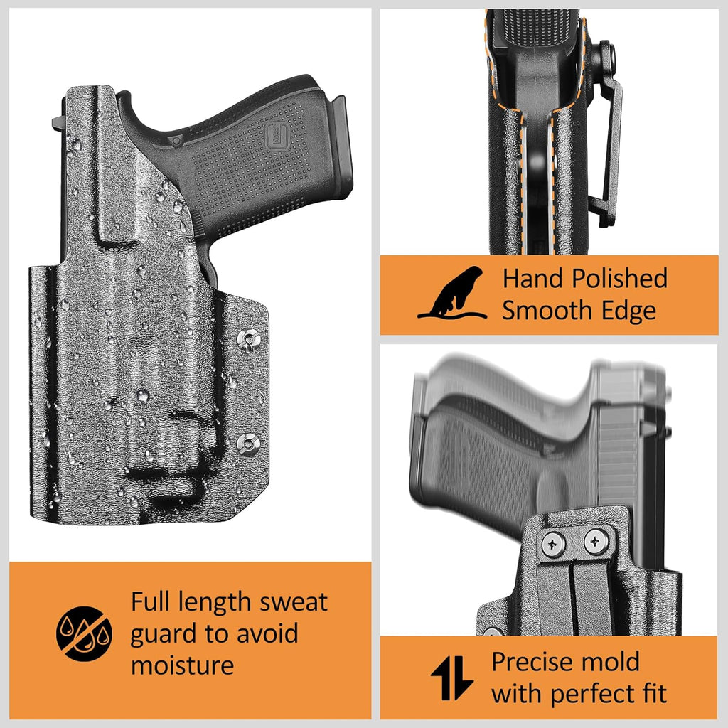 IWB Kydex Holster for Glock 19 with TLR8/ TLR8A, Fit Glock 17/19 Gen 3-5, 23/32 Gen 3-4 & 19X/ 44/45, Inside Waistband Conceal Carry, Optic Cut, Adj. Cant & Retention, Right Hand - WARRIORLAND