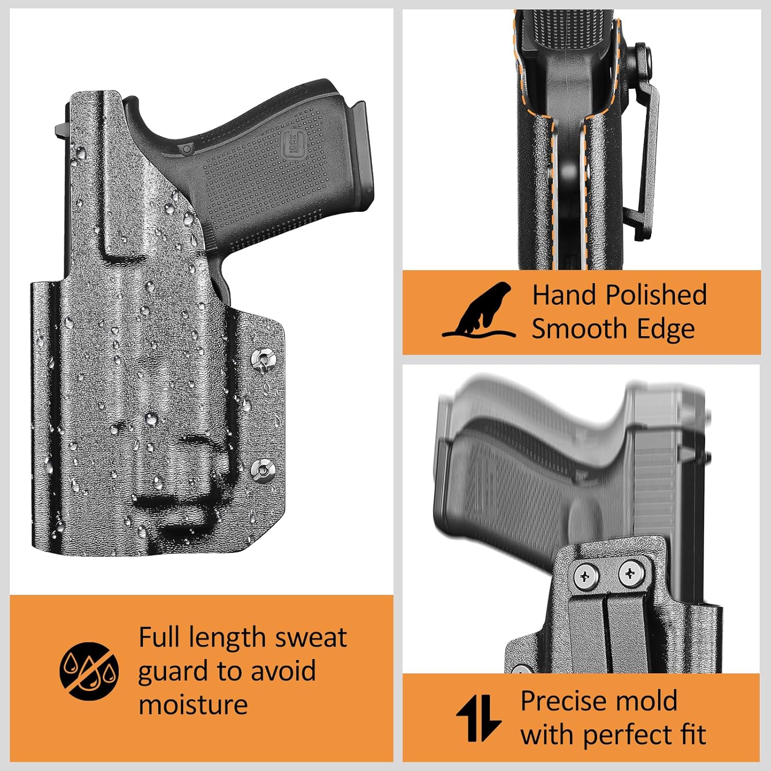 IWB Kydex Holster for Glock 19 with TLR8/ TLR8A, Fit Glock 17/19 Gen 3-5, 23/32 Gen 3-4 & 19X/ 44/45, Inside Waistband Conceal Carry, Optic Cut, Adj. Cant & Retention, Right Hand - WARRIORLAND