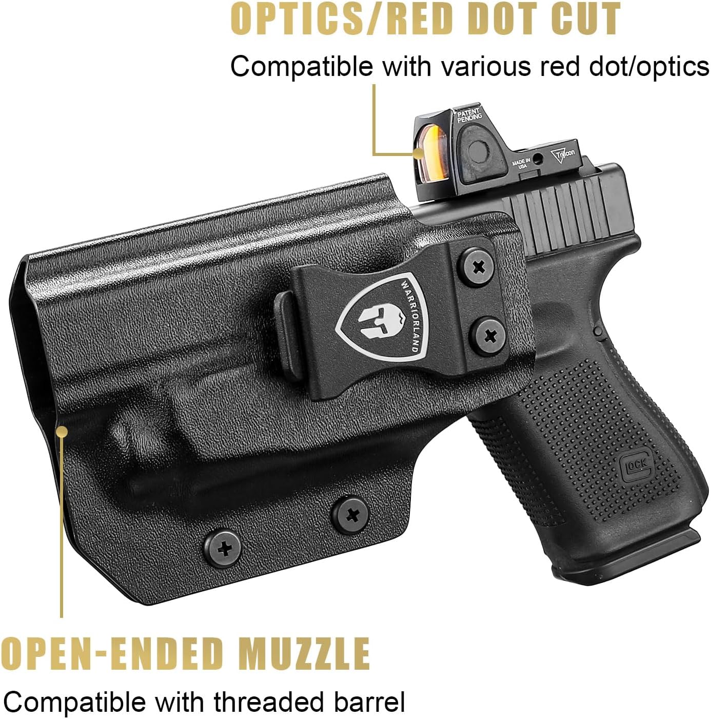 Glock 19/17 Gen 3-5 IWB Kydex Holster | Compatible with Crossbow MA1 & MA2 | Right/Left Hand | WARRIORLAND - WARRIORLAND