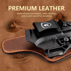 WARRIORLAND IWB Hybrid Holster Compatible with Glock 17/ 19 Gen 3-5 & 23/ 32 Gen 3-4 & G19X 44 45 & their MOS version, Concealed Carry Polymer & Leather Holster with Claw/Optics Cut Ready, Right Hand（Brown） - WARRIORLAND