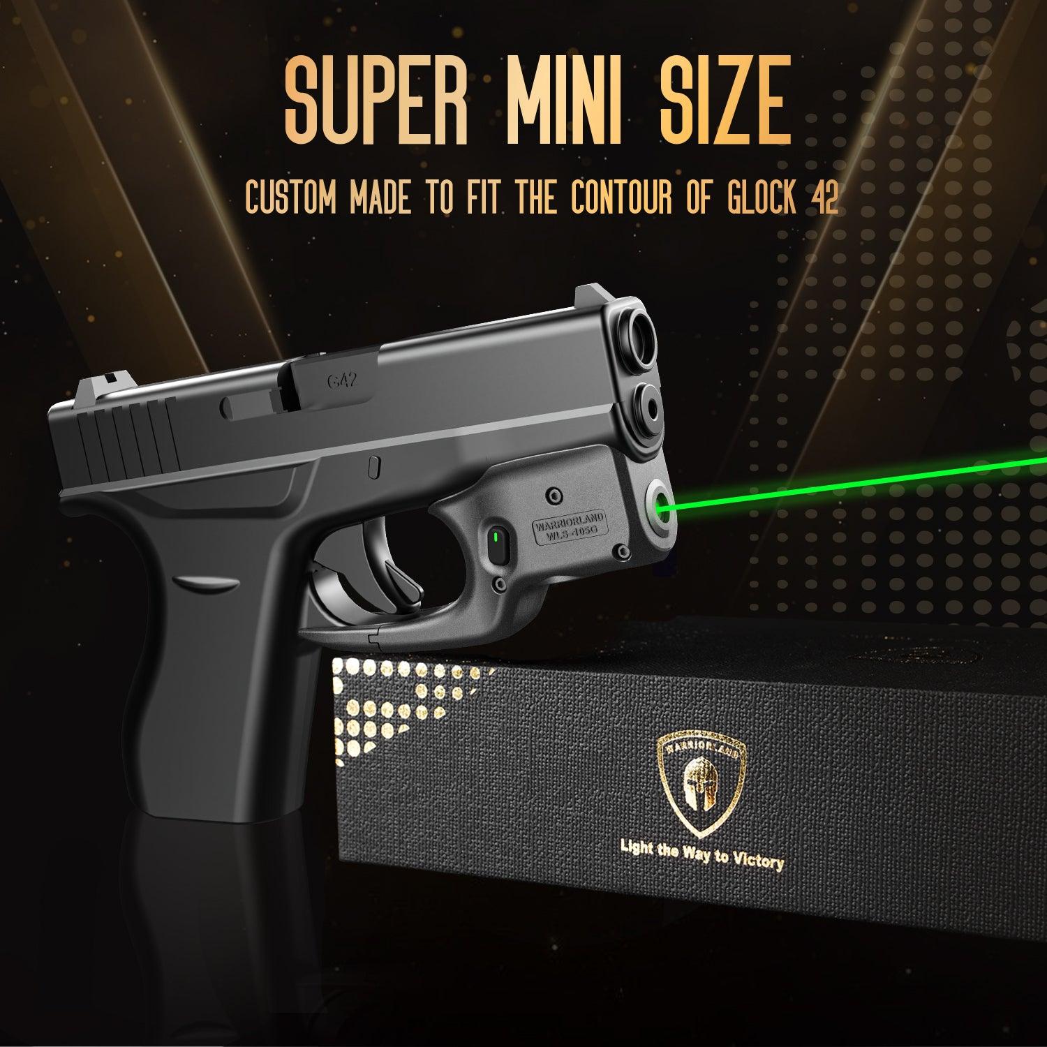 Green Laser Sight Designed to Fit Glock G42 with Holster Combo, Green Beam Sight with Power Indicator, Custom-Made IWB Kydex Holster Right Hand, Windage and Elevation Adjustment, WLS-105G - WARRIORLAND