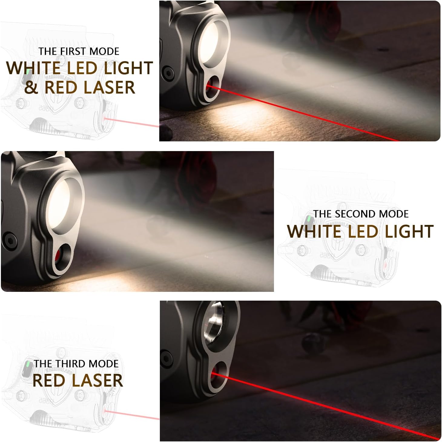 WARRIORLAND SLL-110 Pistol Light Laser – Fits Springfield Hellcat Pro | 150-Lumen Trigger Mounted Tactical Light with Red Laser, White LED, Power Indicator & 3 Modes (Strobe/Constant/Laser Only) - WARRIORLAND