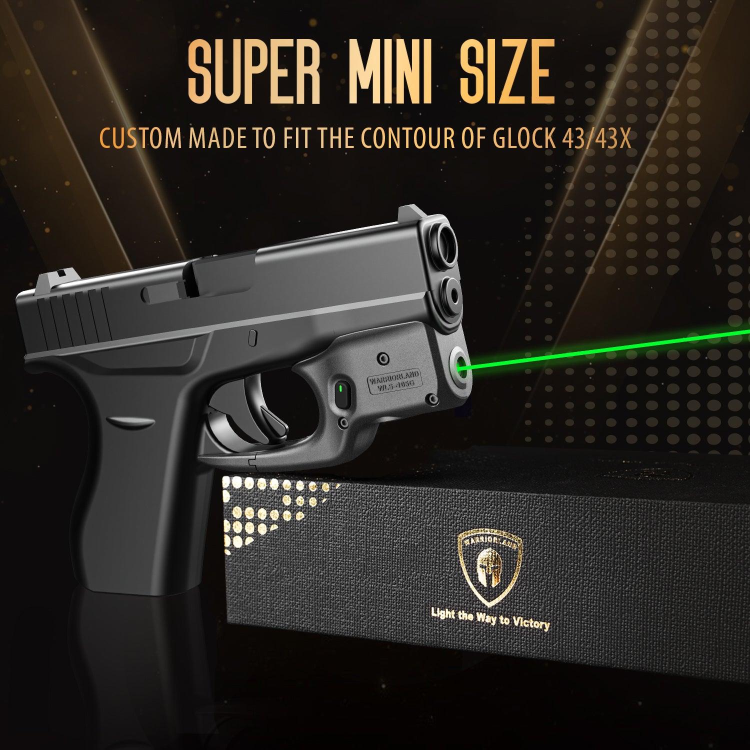 Green Laser Sight Designed to Fit Glock 43/G43X(No Rail Version) with Holster, Green Beam Sight with Power Indicator, Custom-Made IWB Kydex Holster Right Hand, WLS-105G w/ G43 Holster|WARRIORLAND - WARRIORLAND