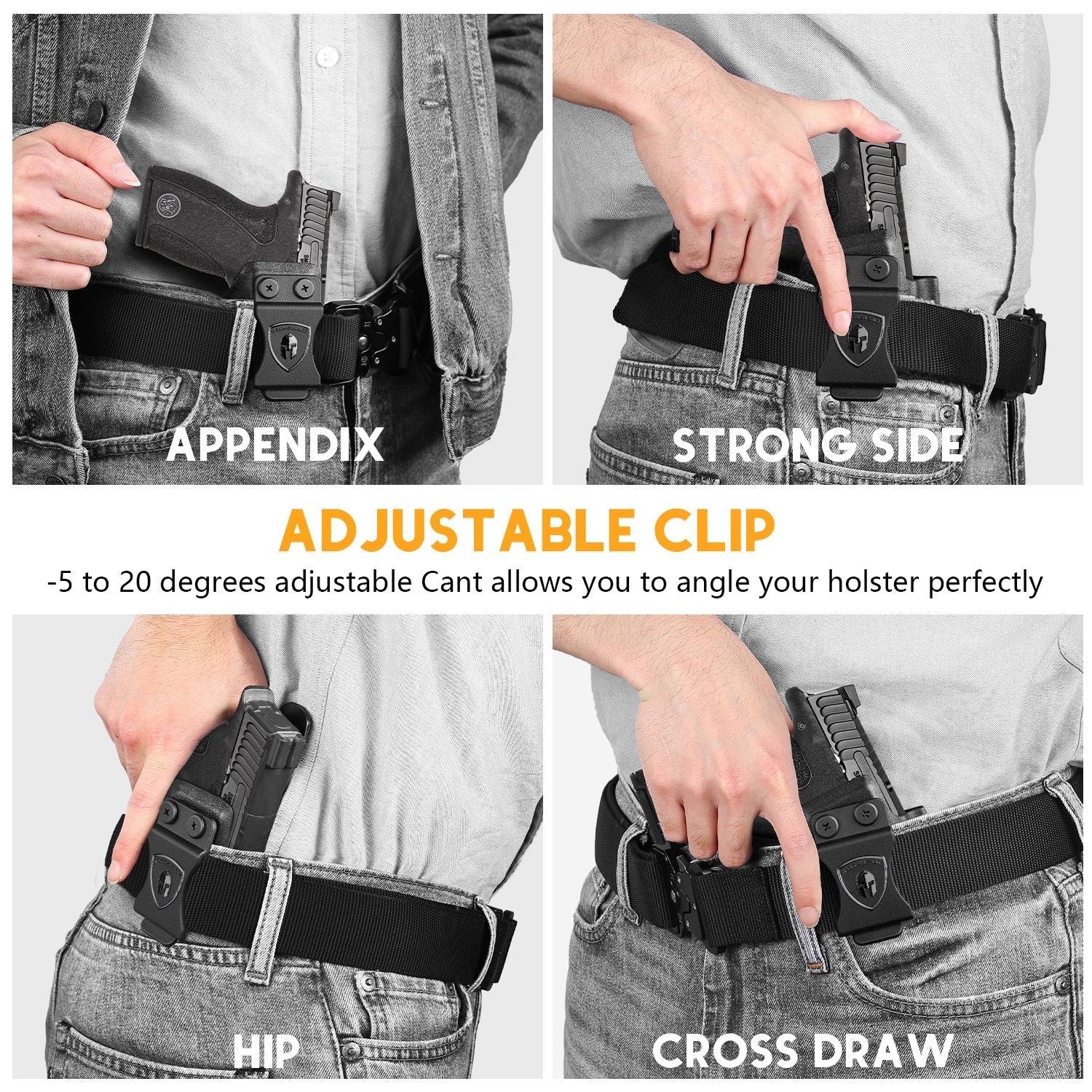 WARRIORLAND IWB Kydex Holster Compatible with S&W Bodyguard 2.0 – Concealed Carry Holster with Optic Cut, Claw, Adjustable Cant, Audible Lock, Inside Waistband Carry, Right Hand Draw - WARRIORLAND