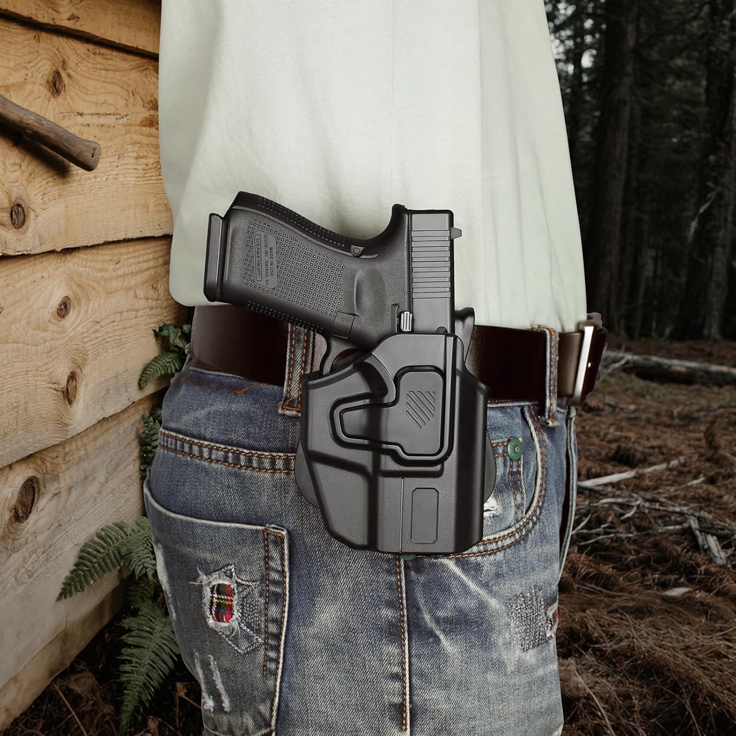 Universal OWB Holster for Compact and Subcompact Pistols, Fit Glock 19/26/43/ 43X/43X Mos, Hellcat pro,Taurus G2C, PSA Dagger Compact and More, Index Finger Release, Right Hand - WARRIORLAND