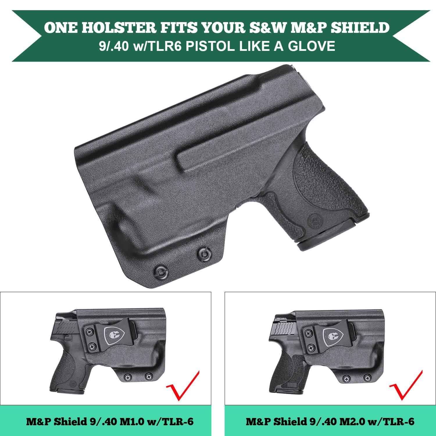 IWB Kydex Light Bearing Holster for S&W M&P Shield 9/.40 M2.0 Pistol with TLR 6  Right/ Left Handed | WARRIORLAND