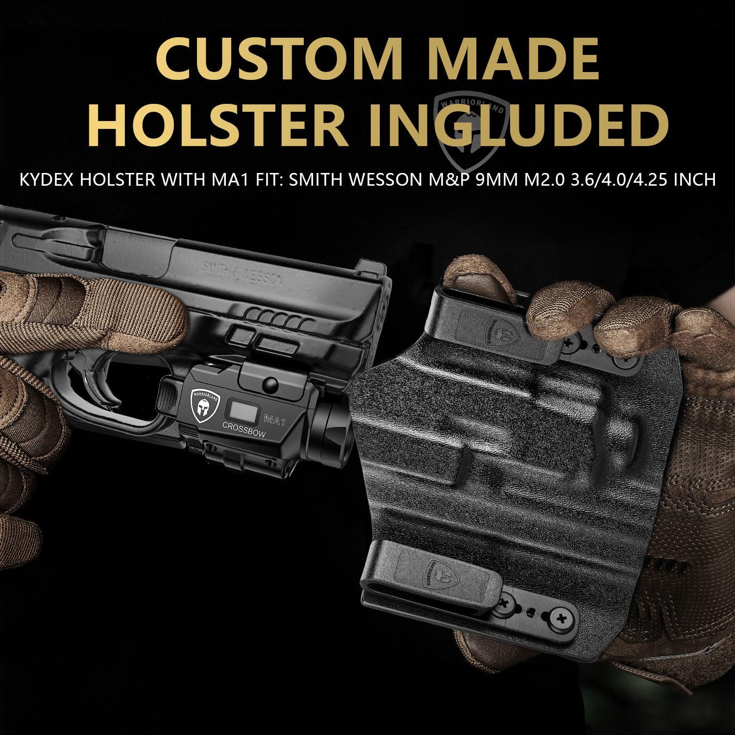 Universal Light Laser Combo with M&P 9mm 4.0/4.25 OWB Holster, Green Beam&LED Tactical Light, Magnetic USB Rechargeable Screen Displays Battery Status, Crossbow MA1 w/M&P 9mm OWB Holster|WARRIORLAND - WARRIORLAND