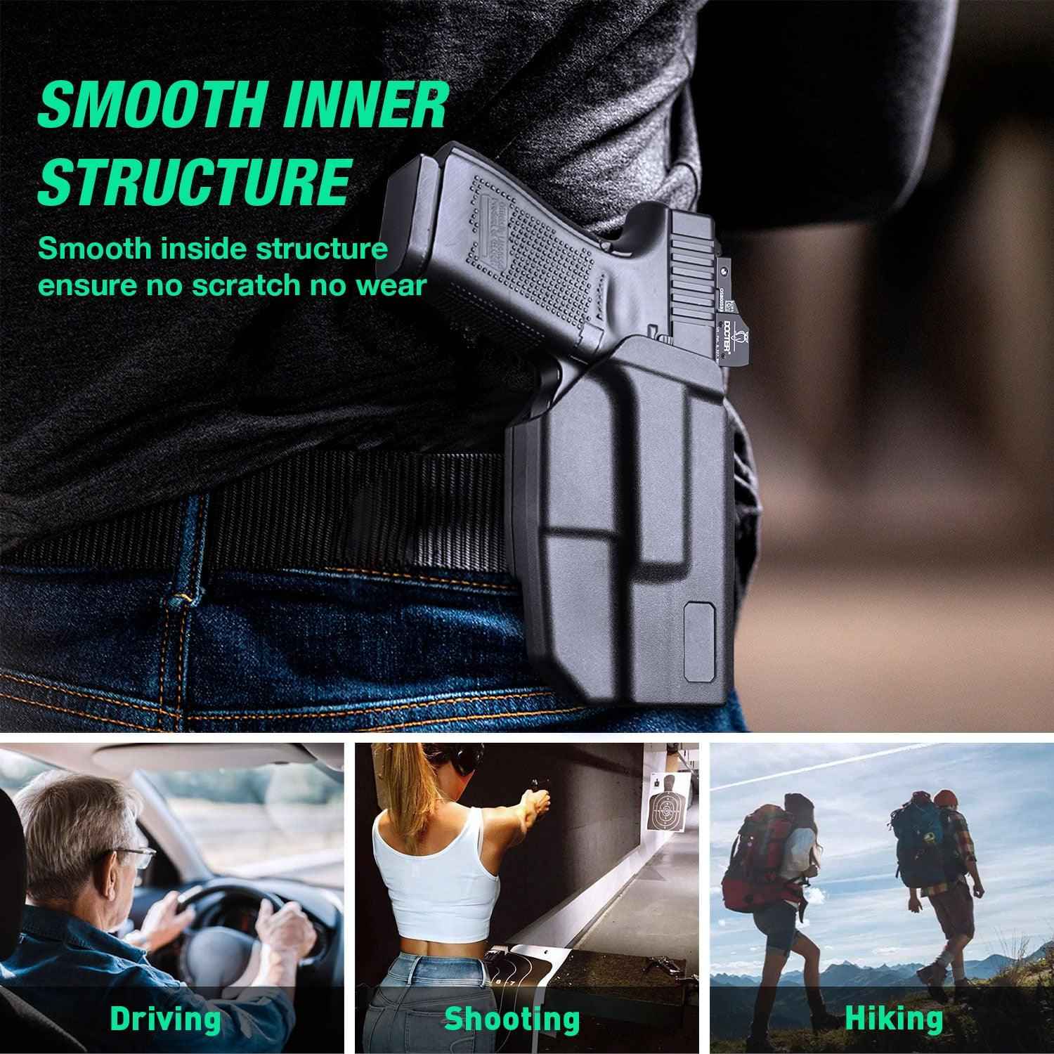 Level II Retention Thumb Release OWB Holster M&P 9 SHIELD M2.0 INTEGRATED CRIMSON TRACE RED/GREEN LASER NTS-Incompatible with any Laser/Light