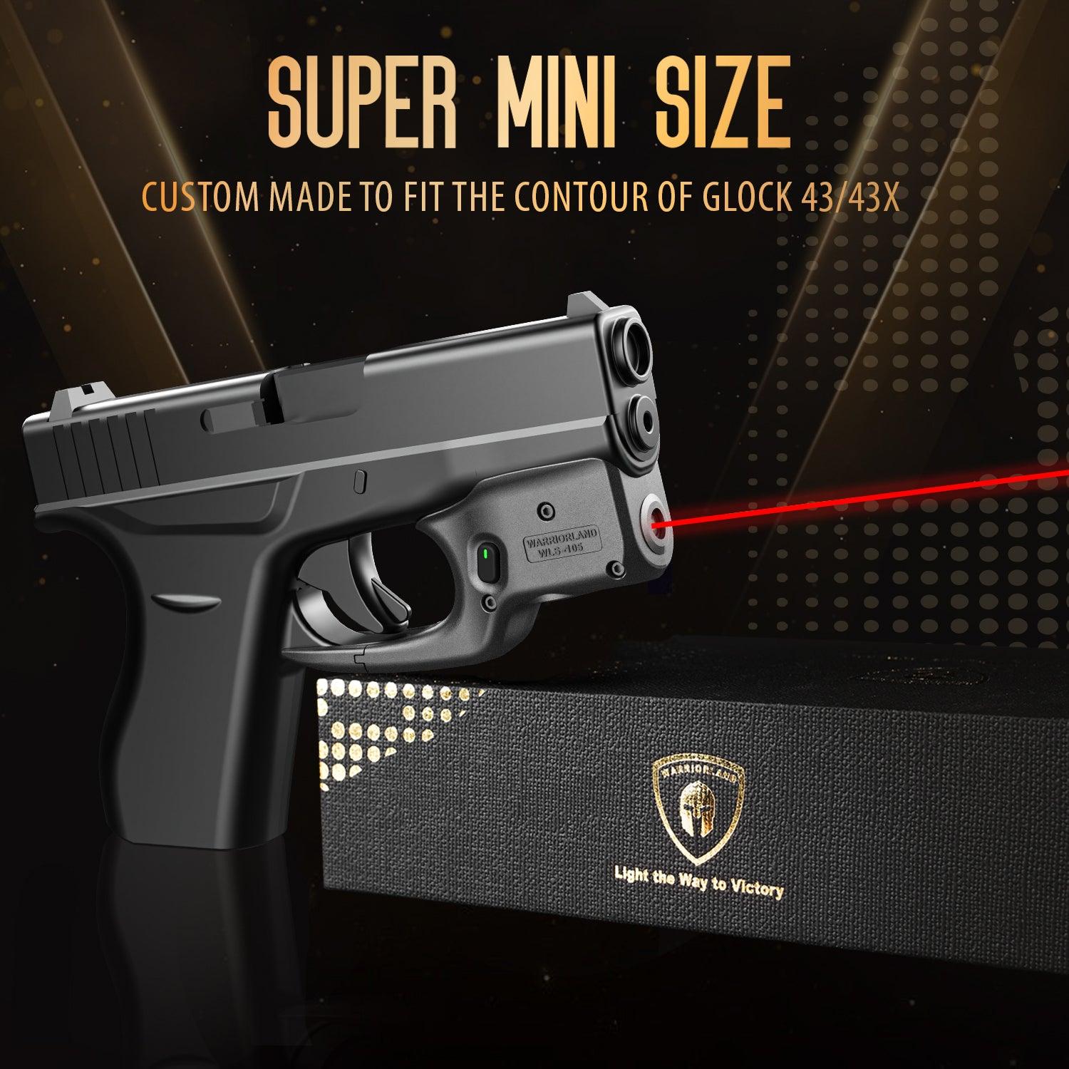 Red Laser Sight Designed to Fit Glock 43/43X(No Rail Version) with Holster, Red Beam Sight with Power Indicator, Custom-Made IWB Kydex Holster Right Hand, WLS-105 w/ G43 Holster|WARRIORLAND - WARRIORLAND