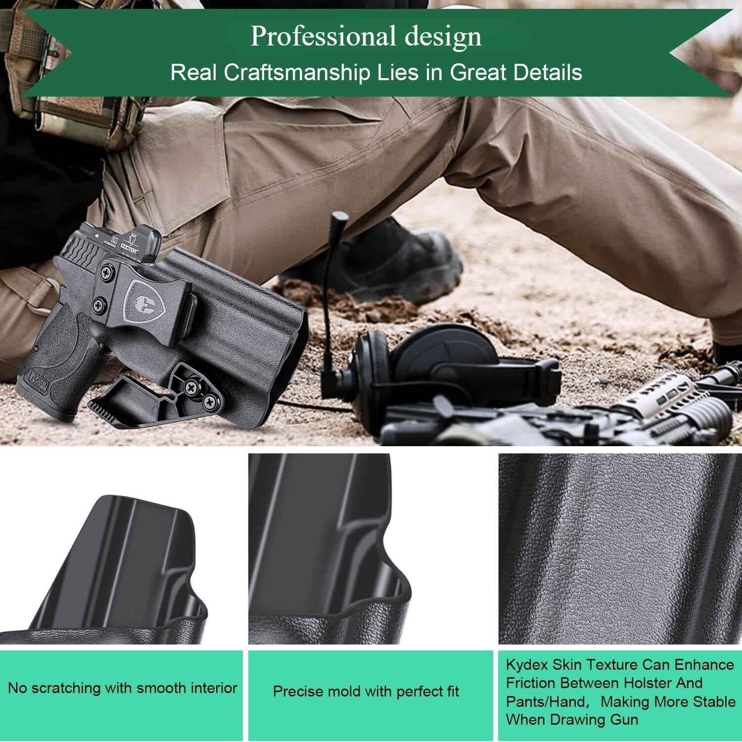 Smith & Wesson M&P Shield 9mm 380 EZ Kydex IWB Holster with Claw  for Fat Guys | WARRIORLAND