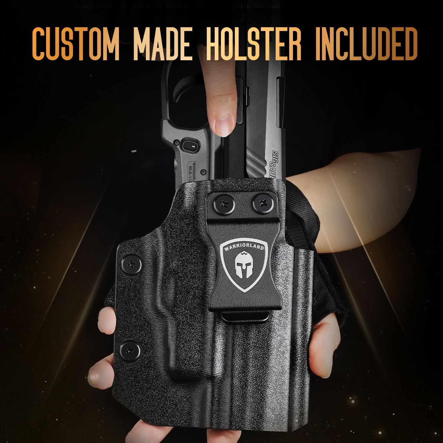 WARRIORLAND Red Laser Light and Holster Combo, Fit for P320 Compact & M18 & Full-Size & M17 - Compac Trigger Laser with Battery Indicator, Right-Hand IWB Concealed Carry Kydex Holster, WLS-112-HW1 - WARRIORLAND
