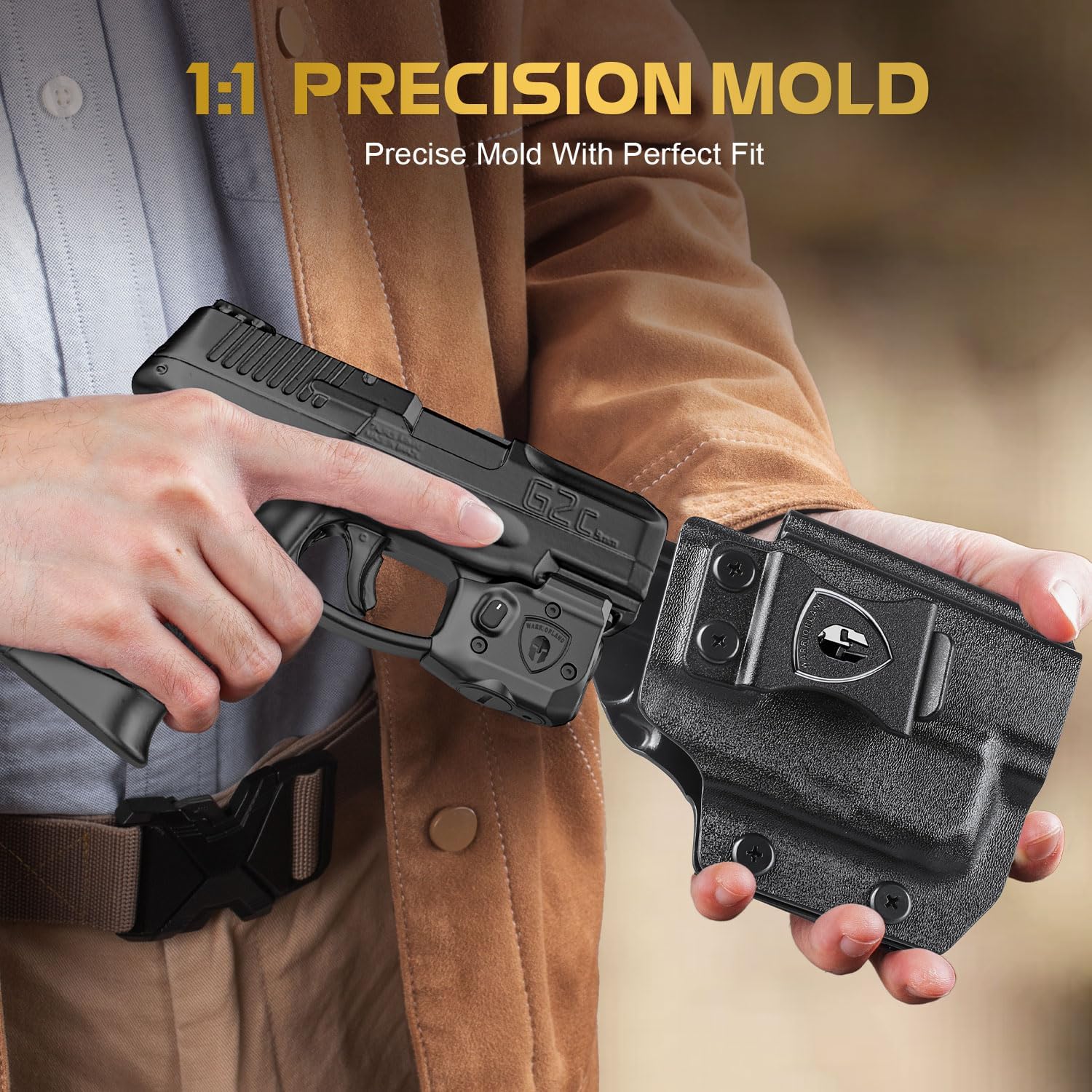 WARRIORLAND Pistol Light Laser & Holster Fit for Taurus G2C/ G3C/ PT111 G2 / PT140 G2, Compact 150-Lumen Trigger Mounted Tactical Weapon Light with Red Laser White LED & IWB Holster, Power Indicator - WARRIORLAND