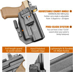 Glock 17/19 Gen3-6 / G19X / 44/45 / G34 Gen4-5 IWB Kydex Holster w/Claw - Olight PL Mini 2 Valkyrie Light Bearing, Optic Cut, Adj. Retention & Cant, Right Hand - WARRIORLAND