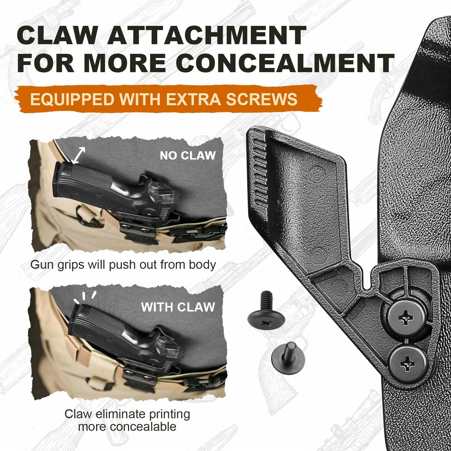 WARRIORLAND IWB Kydex Holster Compatible with CZ Shadow 2 Compact and CZ Shadow 2, Optic Cut & Claw, Inside Waistband Conceal Carry, Adj. Retention & Cant (Right Hand) - WARRIORLAND