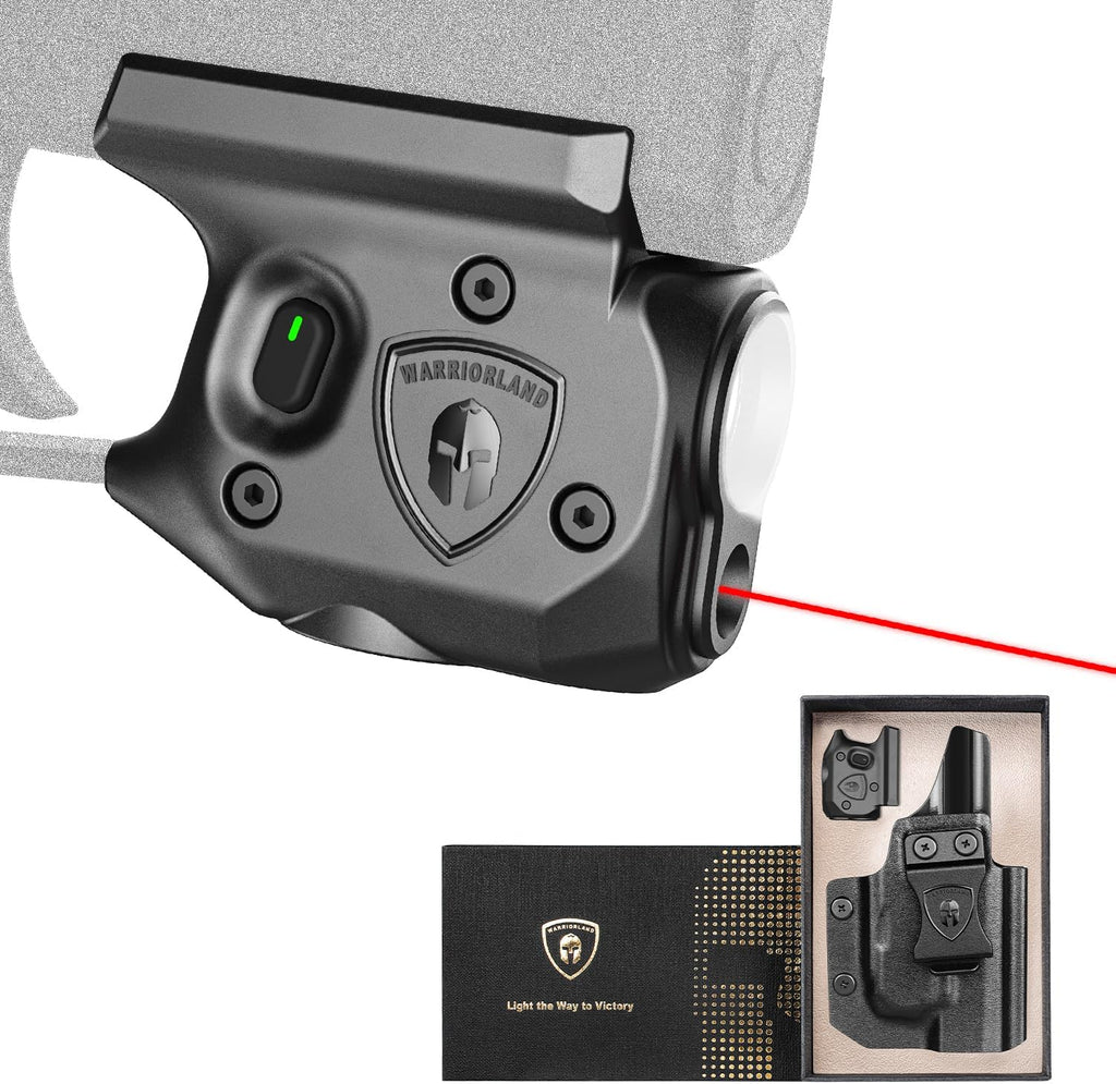 WARRIORLAND Pistol Light Laser & Holster Fit for Sig P365/ P365X/ P365XL, Compact 150-Lumen Trigger Mounted Tactical Weapon Light with Red Laser White LED Flashlight & IWB Holster, Power Indicator - WARRIORLAND
