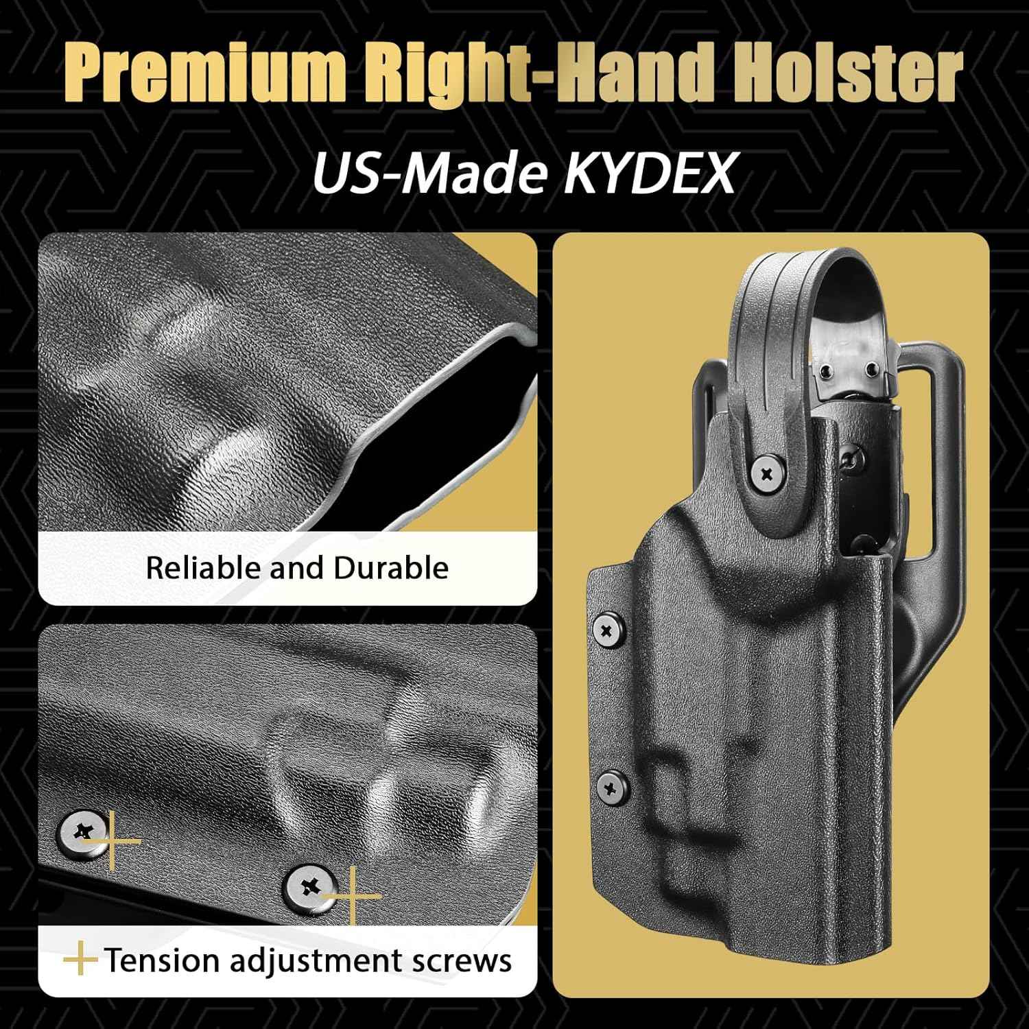 Glock 17/19/19X/45 Gen3-5 Holster OWB Kydex Light-Bearing - Fits TLR-7A / TLR-7 X / TLR-7 HL-X / TLR-8A / TLR-8 X & More, Optic Cut, Thumb Release, 2.0