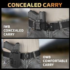 WARRIORLAND IWB & OWB Convertible Holster Optic Cut: Compatible with Glock 17/19/26/34 Gen3-5  G17/G19 Gen4 MOS  G17/G19/G26/G34 Gen5 MOS  19X  G23 Gen3-4  G32 Gen3-4  G44  G45  G45 MOS  Holster, with Claw,Adj Ride Height, Right Hand - WARRIORLAND