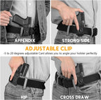 WARRIORLAND IWB Kydex Holster Compatible with Glock G17/G19/G26/G34/ Gen3-5  G17/G19 Gen4-5 MOS  G19X  G23/G32 Gen3-4  G26/G34 Gen5 MOS  G44  G45  G45 MOS, Inside Waistband Appendix Conceal Carry, with Claw & Adj. Retention & Cant, Right Hand - WARRIORLAND
