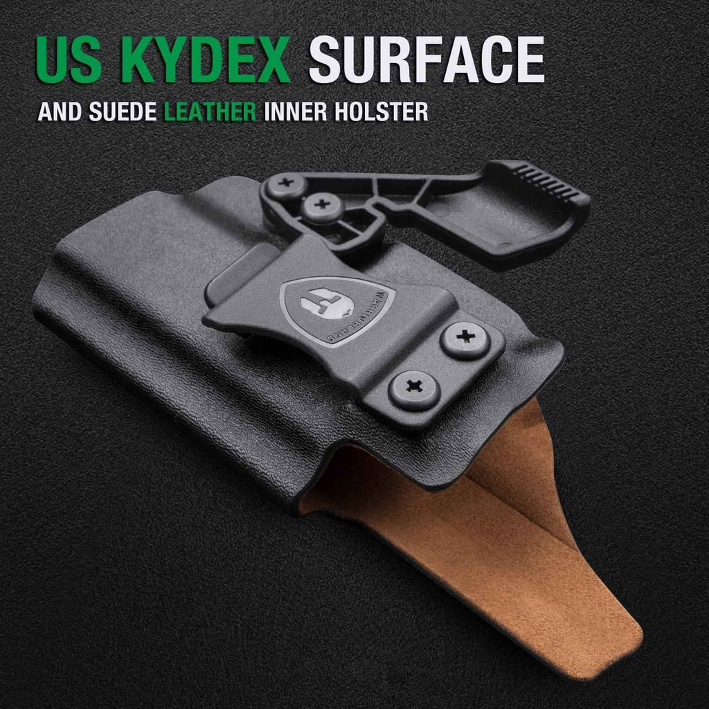 IWB Kydex Leather Lined Holsters with Optics Cut & Claw for Glock 19/19X/26/44/45(GEN 1-5) & 23/32(GEN 1-4)
